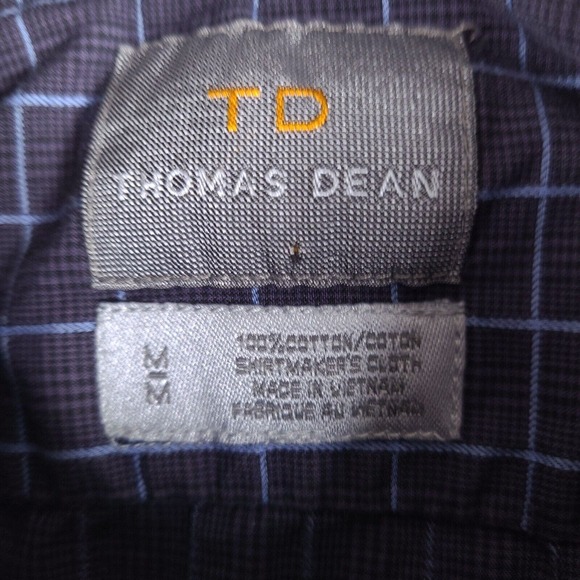 Thomas Dean Shirt Mens Medium Gray Plaid Long‎ Sleeve Button Down - Picture 5 of 16